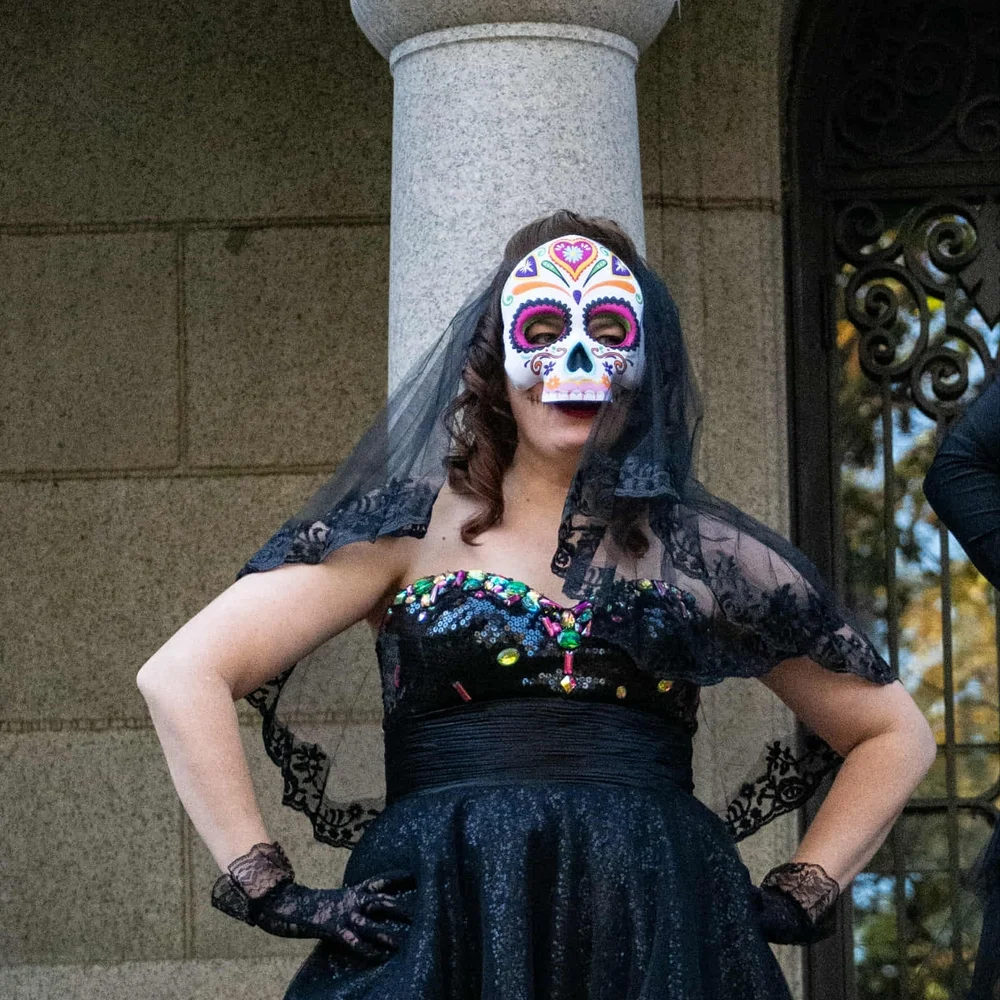 Mac Duggal Black Dress with Colorful Accents - Picture 5 of 5